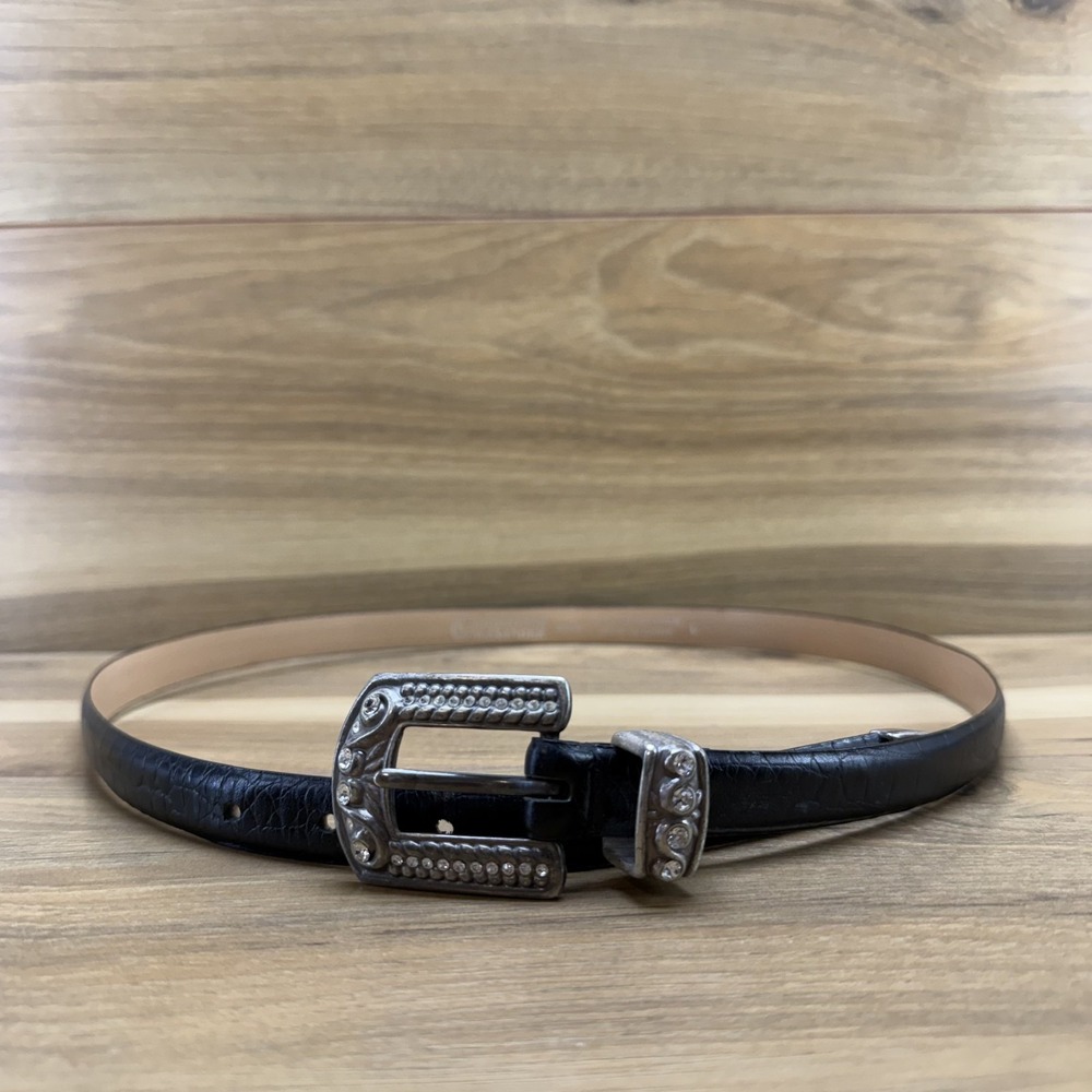 Christine Alexander Women's Skinny Belt Size L Black Leather South Western